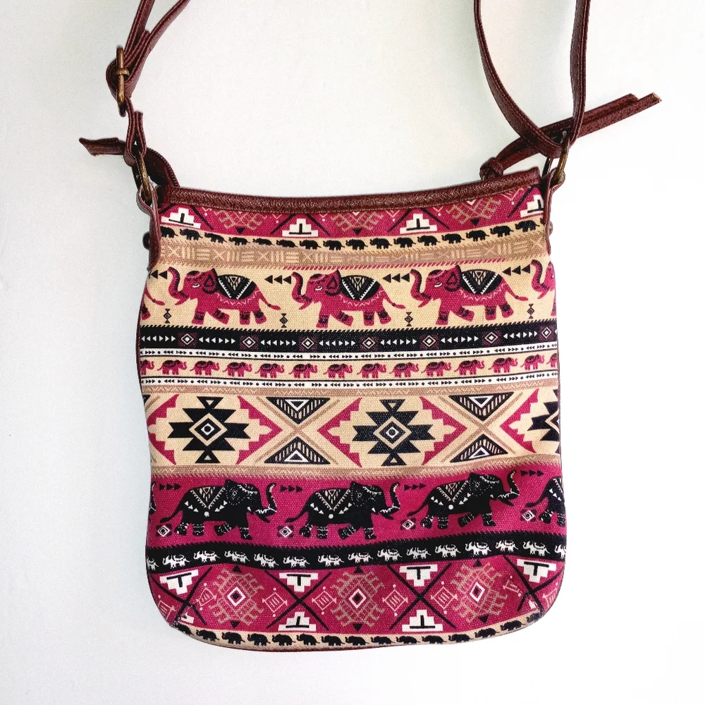 Unionbay women's crossbody bag with top zip and animal print design